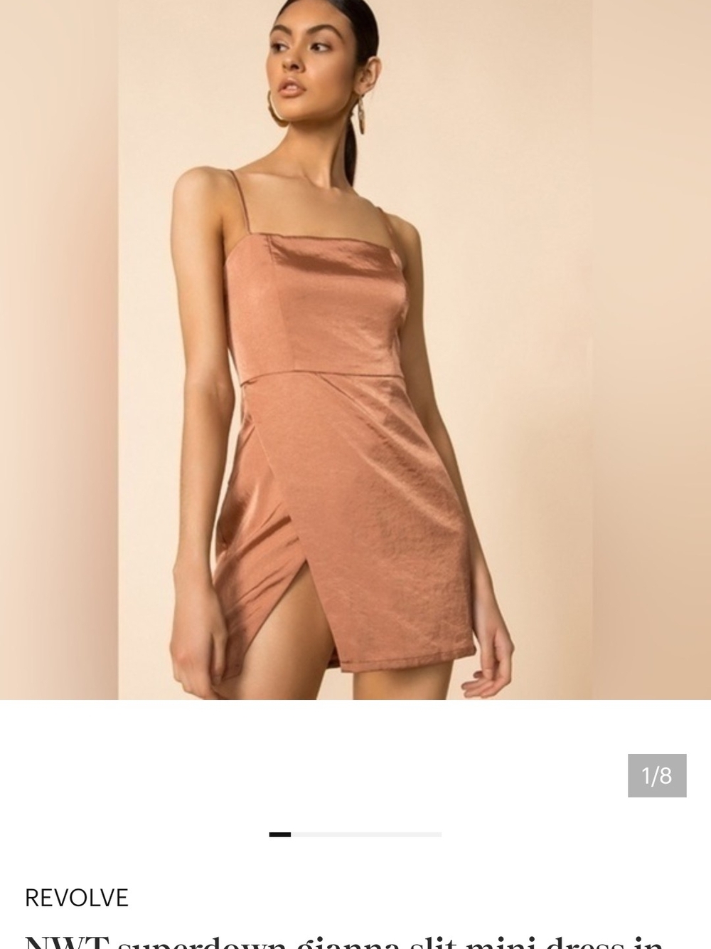 REVOLVE Super Down Xs Satin Slip Mini Dress in Copper Bronze